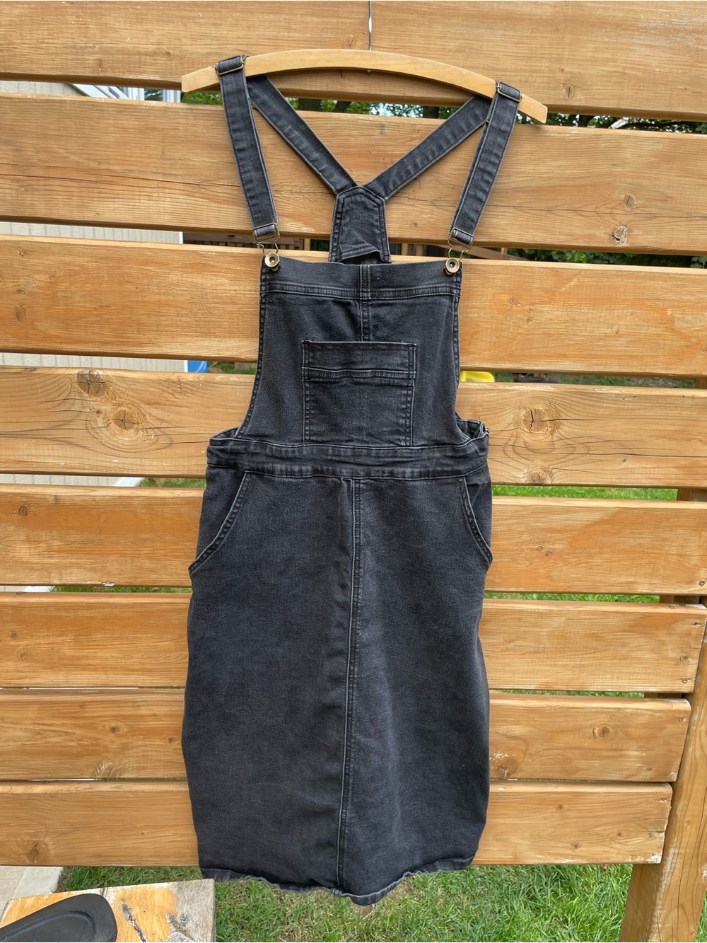 The Main Street Exchange Black Denim Overall Pinafore Dress Size 10